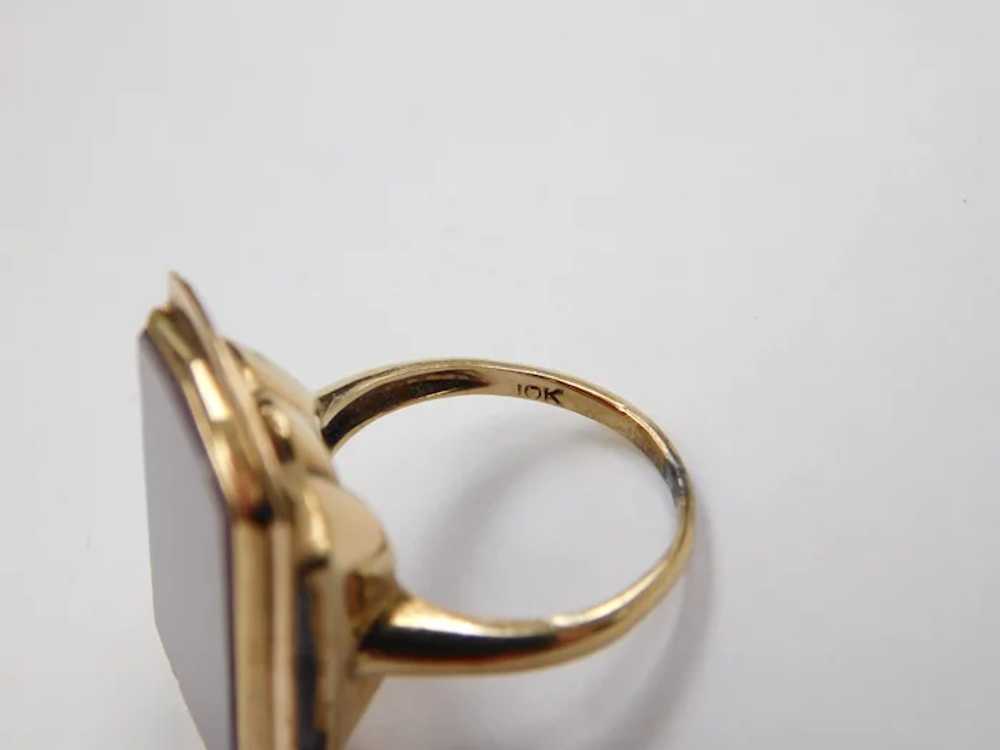 Edwardian 10k Gold Agate Ring - image 5