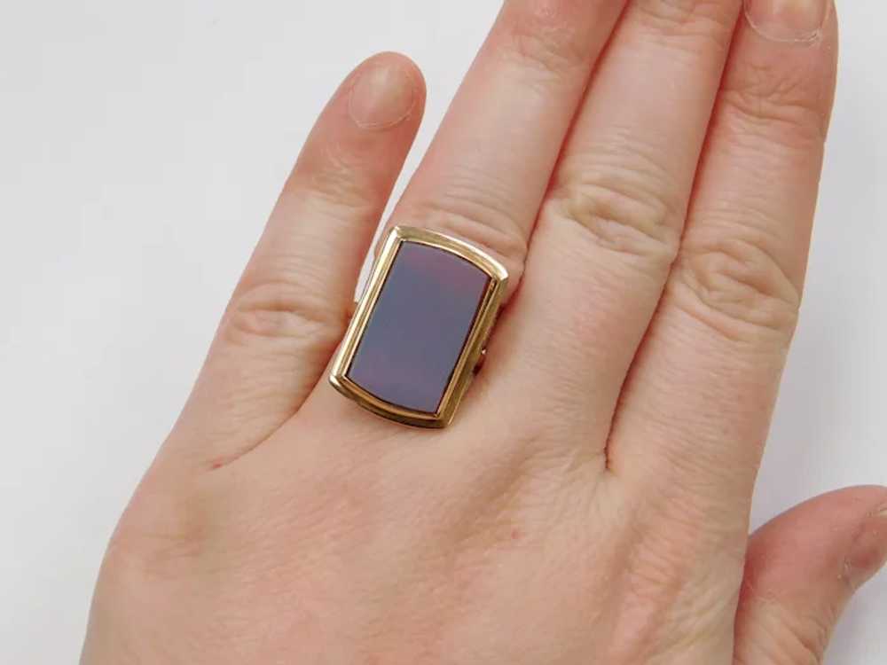 Edwardian 10k Gold Agate Ring - image 6