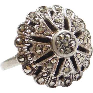 Domed Marcasite Ring Sterling Silver