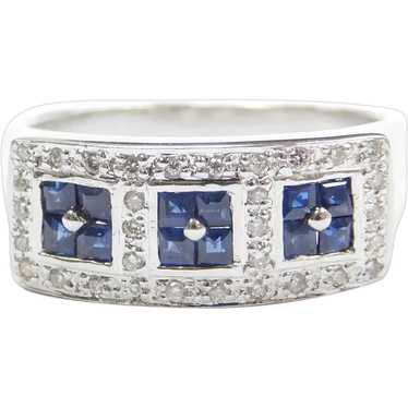 .63 ctw Sapphire and Diamond Ring 18k White Gold