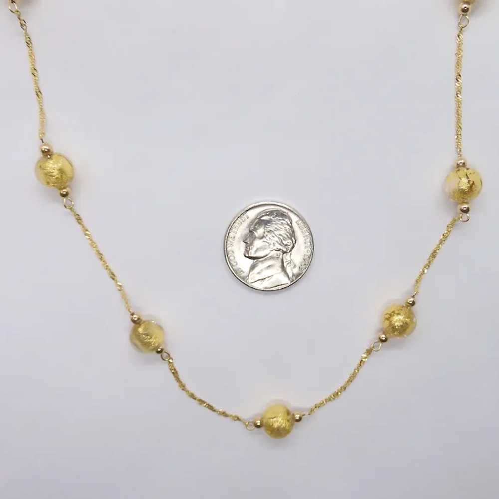 Gold Foil Glass Beaded Station Necklace Sparkling… - image 3