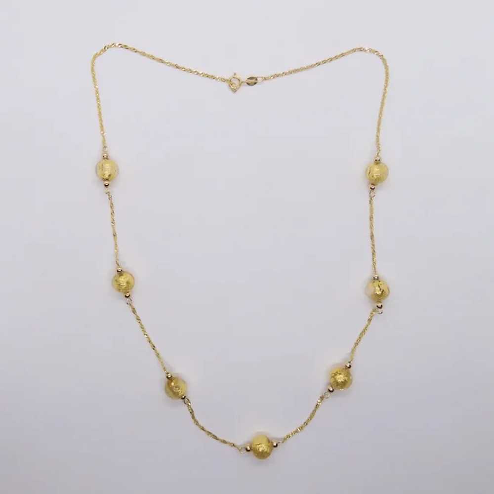 Gold Foil Glass Beaded Station Necklace Sparkling… - image 6