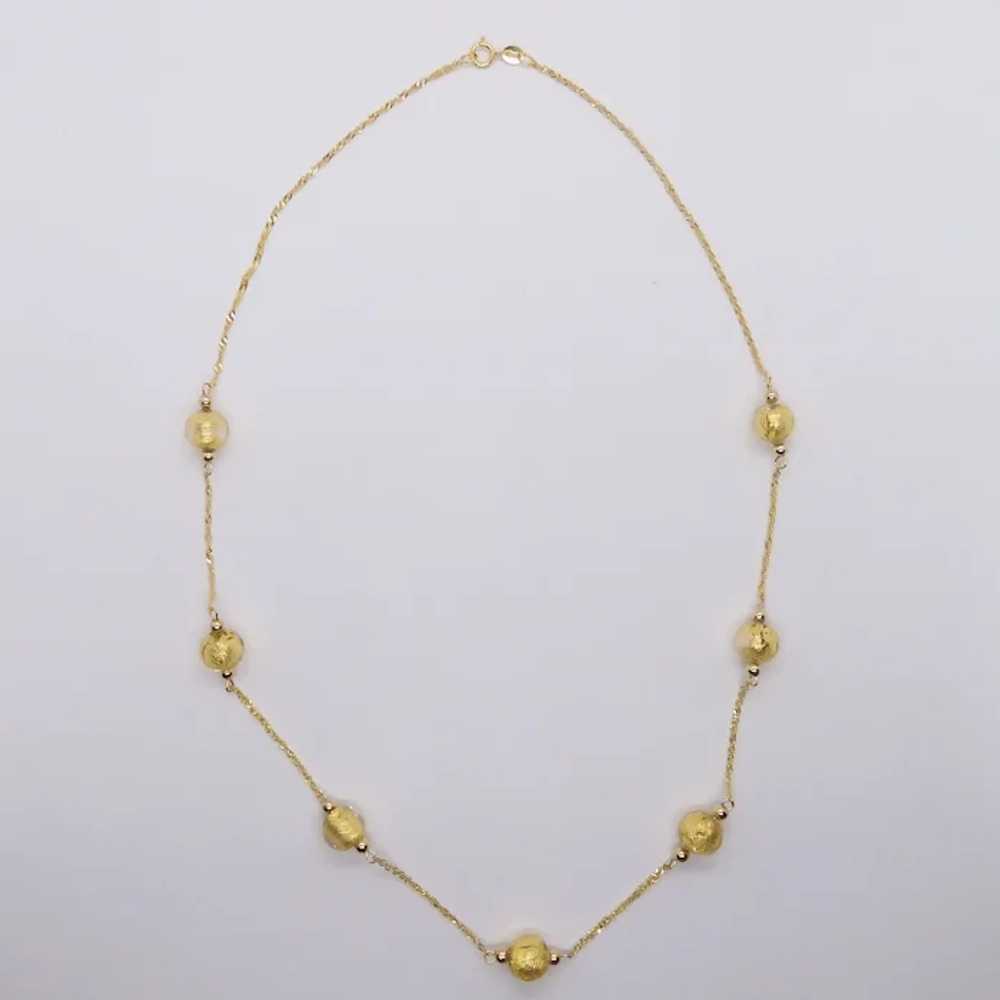 Gold Foil Glass Beaded Station Necklace Sparkling… - image 8