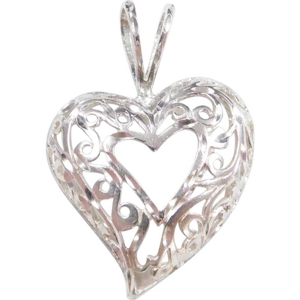 Adorable Sterling Silver Swirl Filigree Heart Pen… - image 1