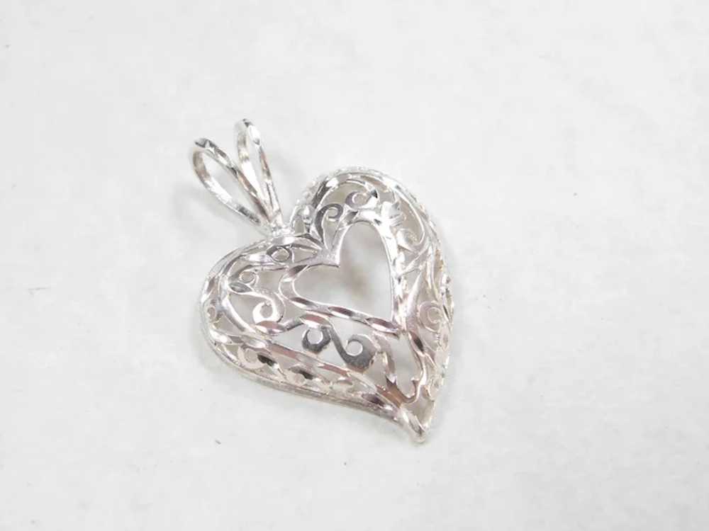 Adorable Sterling Silver Swirl Filigree Heart Pen… - image 2