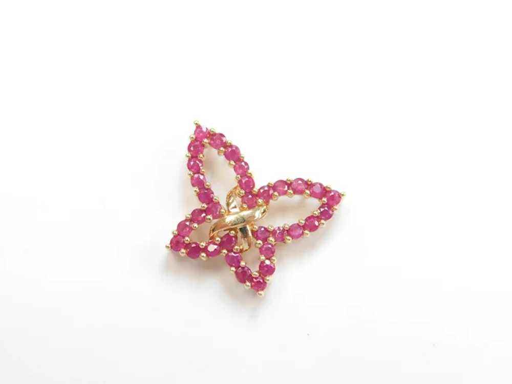 Natural Ruby 1.36 ctw Butterfly Pendant 14k Gold - image 2