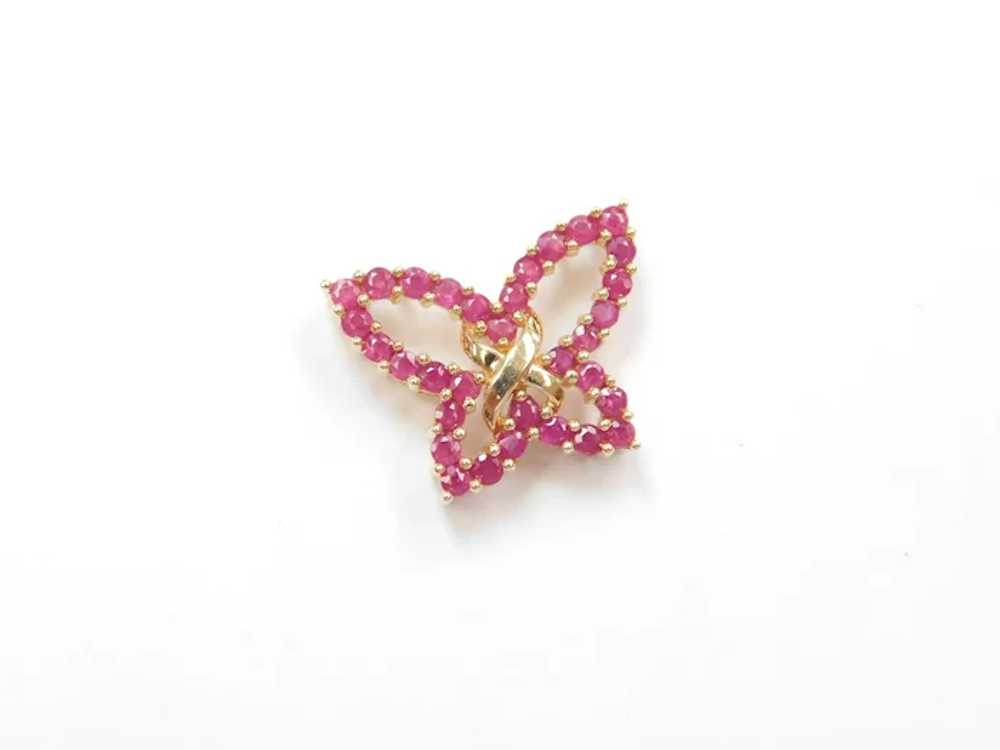 Natural Ruby 1.36 ctw Butterfly Pendant 14k Gold - image 3