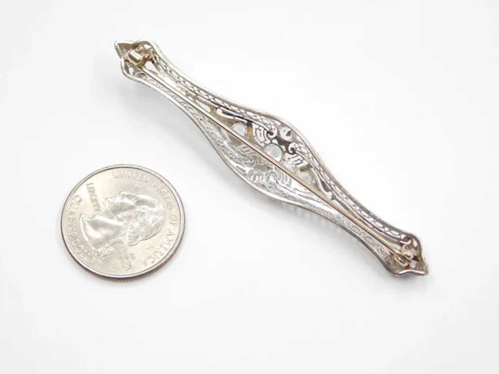 Art Deco Filigree White Spinel 1.29 ctw Platinum … - image 5