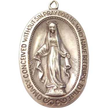 Sterling Silver Miraculous Medal Medallion Charm … - image 1