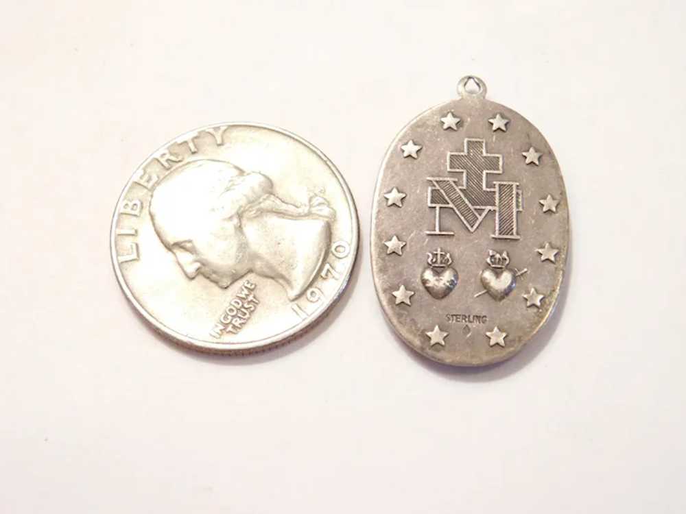 Sterling Silver Miraculous Medal Medallion Charm … - image 2
