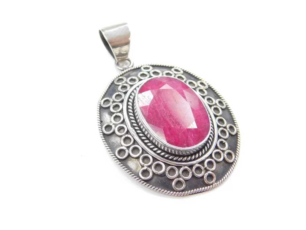 Sterling Silver Big Natural Ruby Pendant - image 3