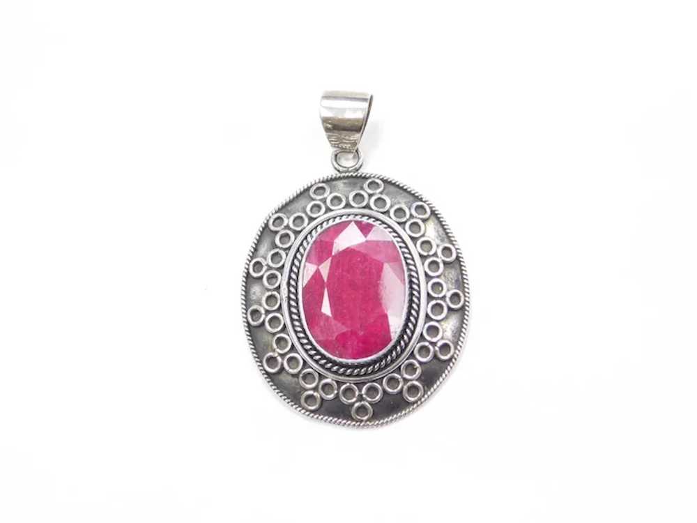 Sterling Silver Big Natural Ruby Pendant - image 4