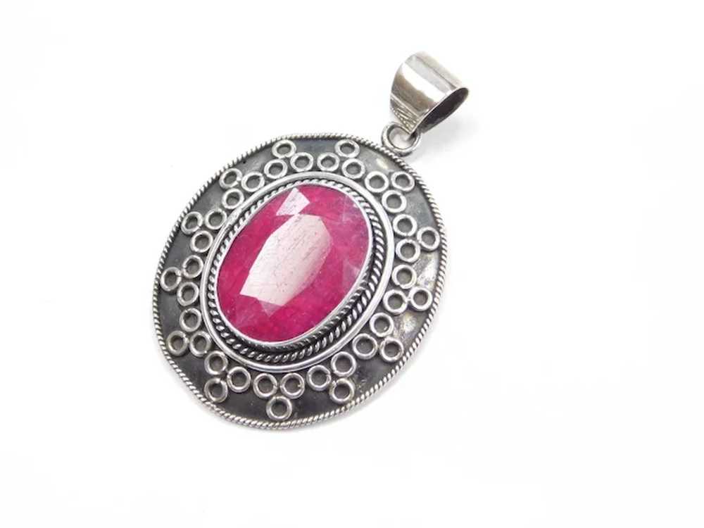 Sterling Silver Big Natural Ruby Pendant - image 5