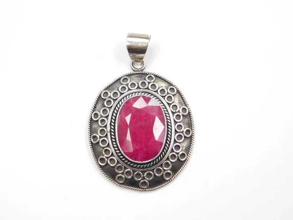 Sterling Silver Big Natural Ruby Pendant - image 6