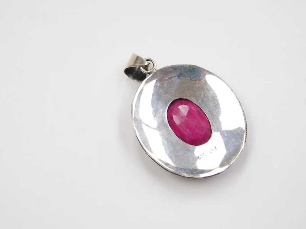Sterling Silver Big Natural Ruby Pendant - image 7