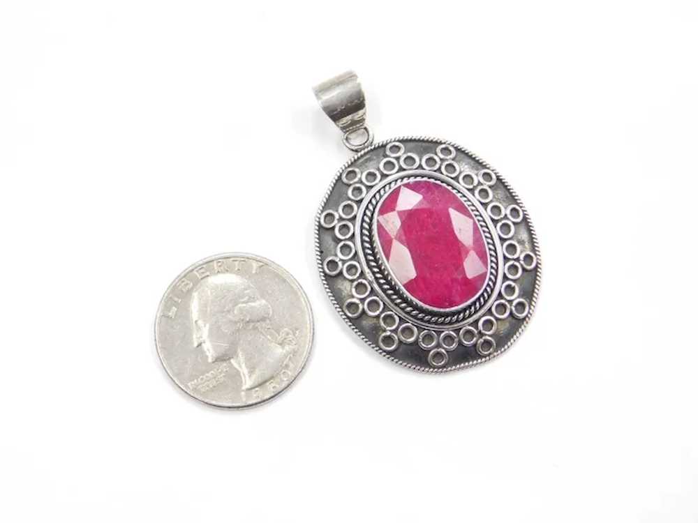 Sterling Silver Big Natural Ruby Pendant - image 9