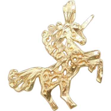 14k Gold Filigree Unicorn Charm / Pendant - image 1