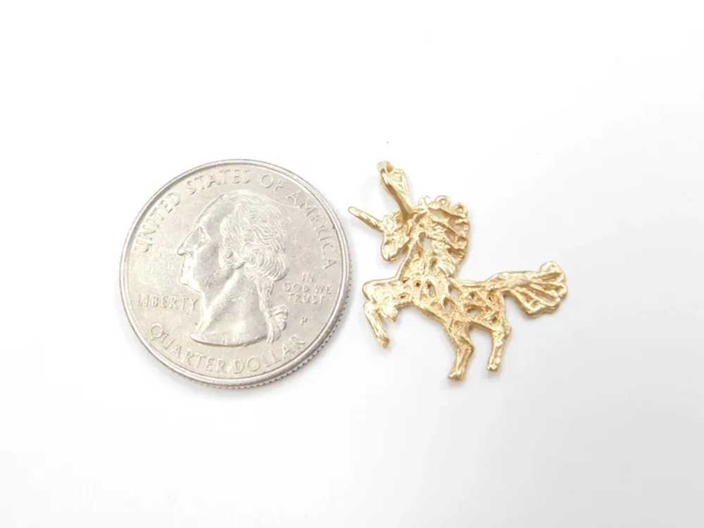 14k Gold Filigree Unicorn Charm / Pendant - image 2