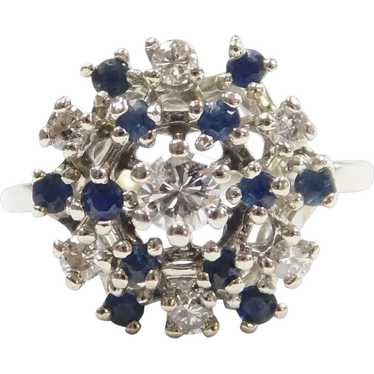 Vintage Sapphire and Diamond .77 ctw Double Halo … - image 1