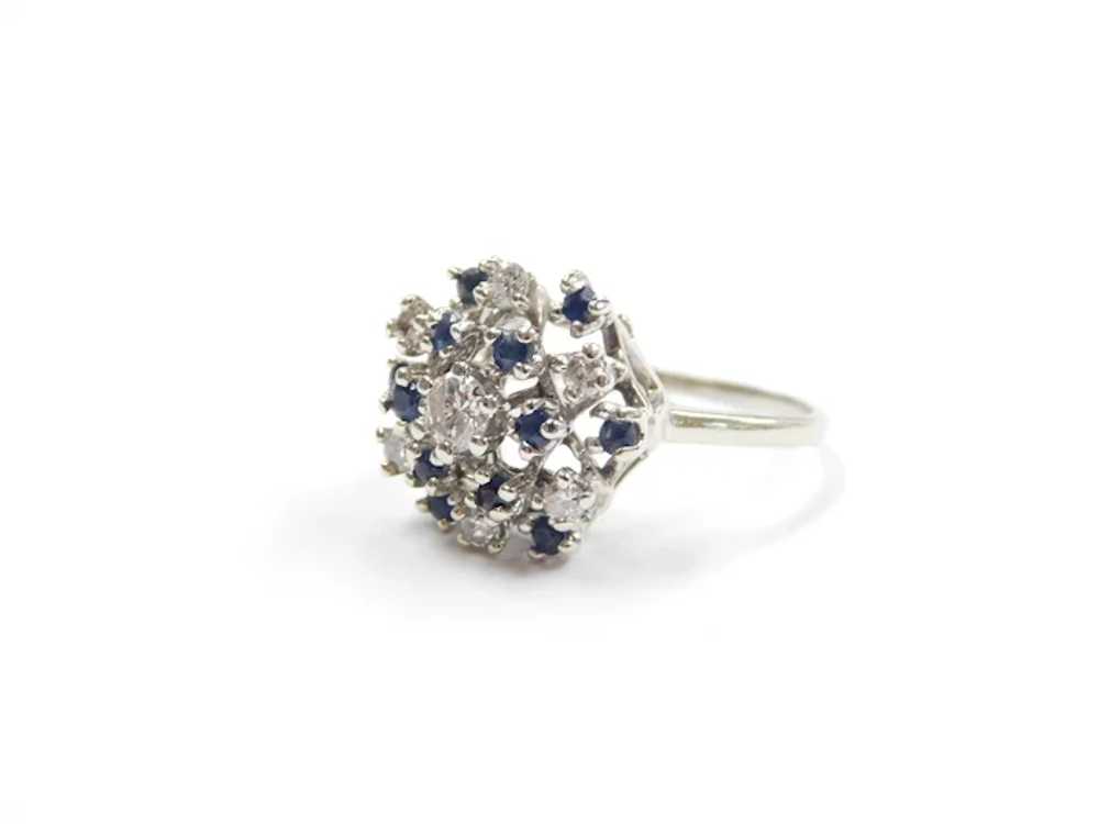 Vintage Sapphire and Diamond .77 ctw Double Halo … - image 2