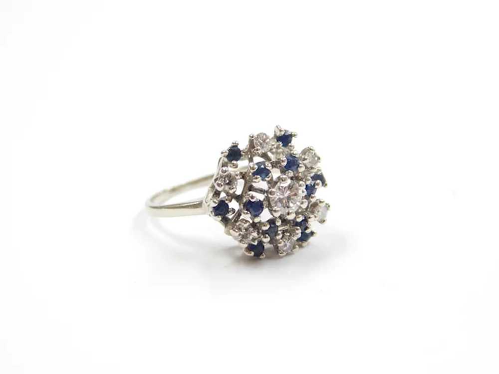 Vintage Sapphire and Diamond .77 ctw Double Halo … - image 3