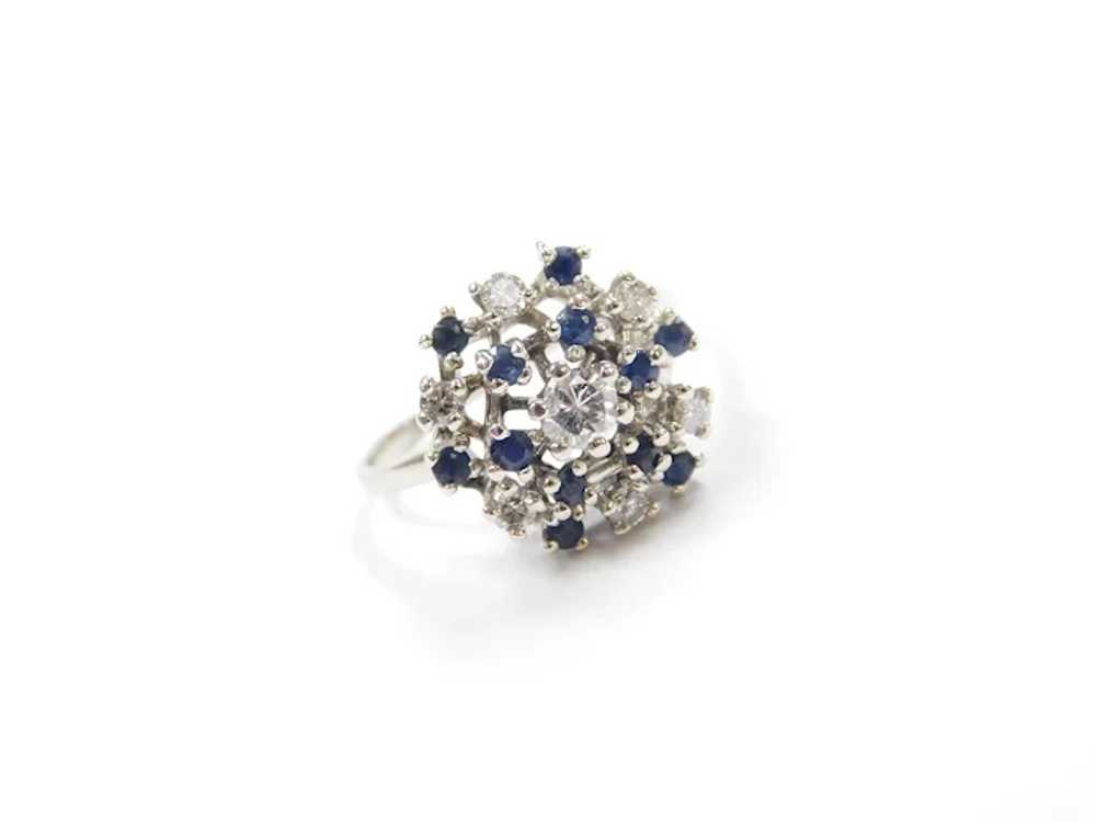 Vintage Sapphire and Diamond .77 ctw Double Halo … - image 5