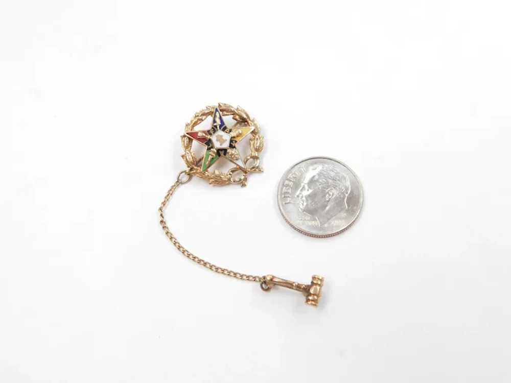 Vintage Enamel Easter Star Pin / Brooch with Gavel - image 3