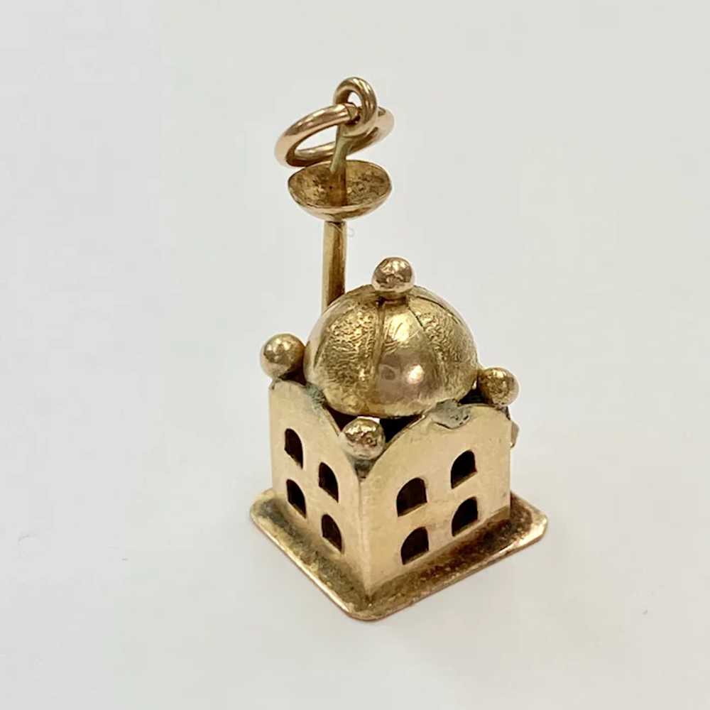 Temple / Mosque Vintage Charm 14K Gold Three-Dime… - image 2