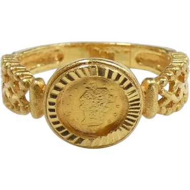 Intricate US Gold Coin Ring 22k Yellow Gold