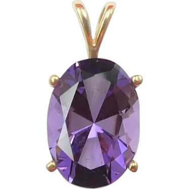 Bold 5.75 ct Amethyst Solitaire Pendant 14K Yello… - image 1