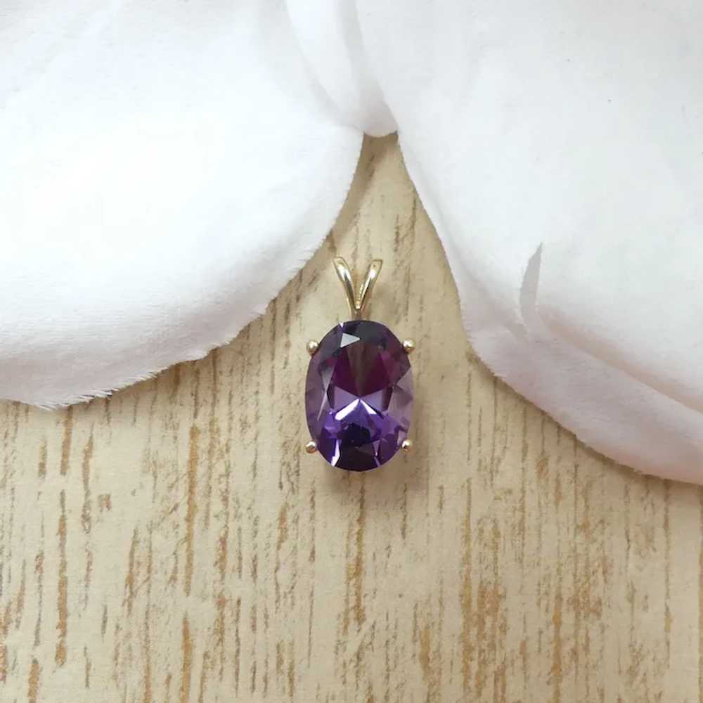 Bold 5.75 ct Amethyst Solitaire Pendant 14K Yello… - image 2