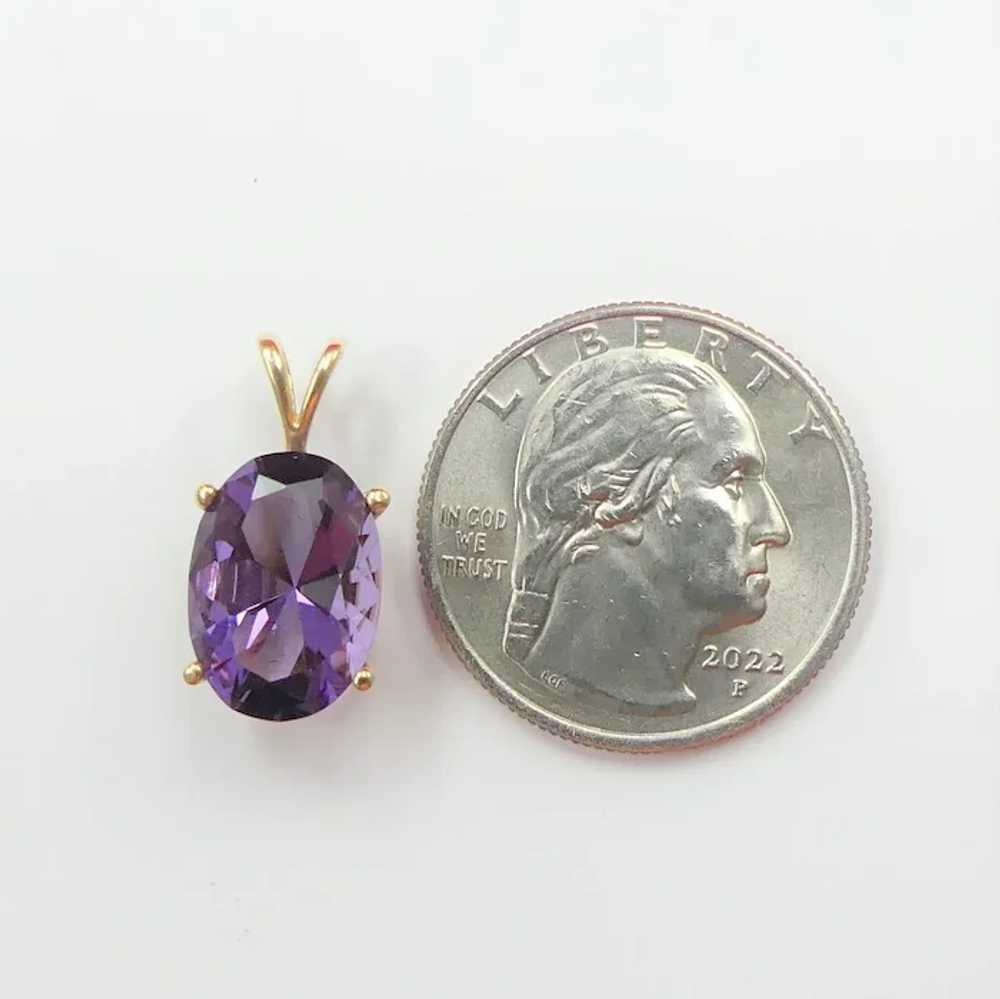 Bold 5.75 ct Amethyst Solitaire Pendant 14K Yello… - image 3