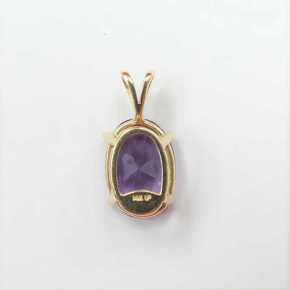 Bold 5.75 ct Amethyst Solitaire Pendant 14K Yello… - image 5