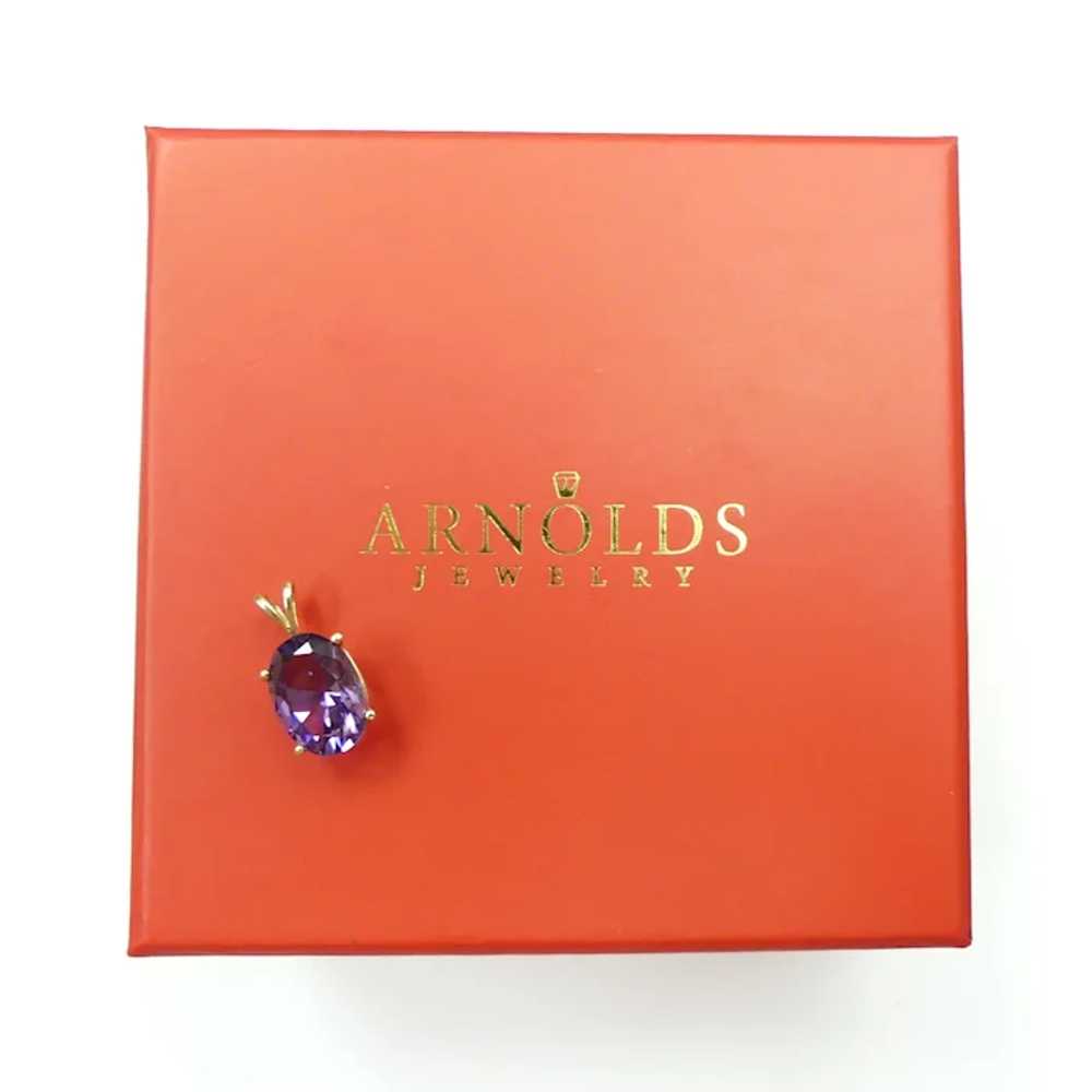 Bold 5.75 ct Amethyst Solitaire Pendant 14K Yello… - image 6