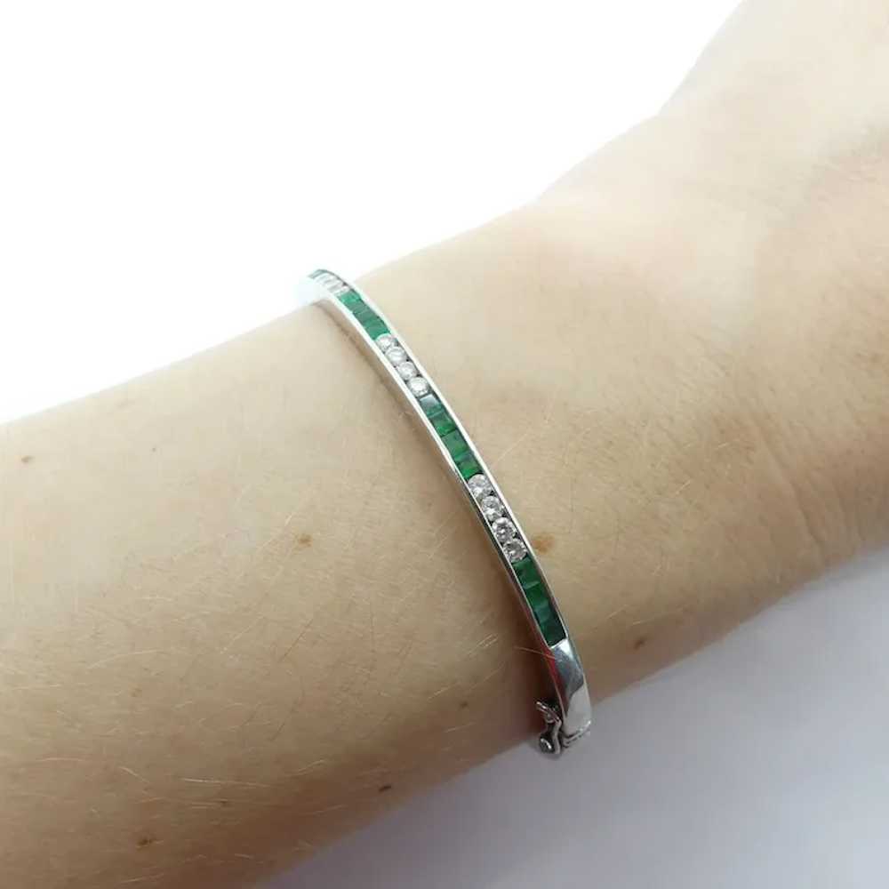 Luscious 1.28 ctw Diamond & Emerald Bangle Bracel… - image 5