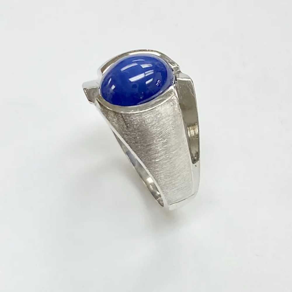 Blue Star Sapphire Vintage Ring 14K White Gold, L… - image 3