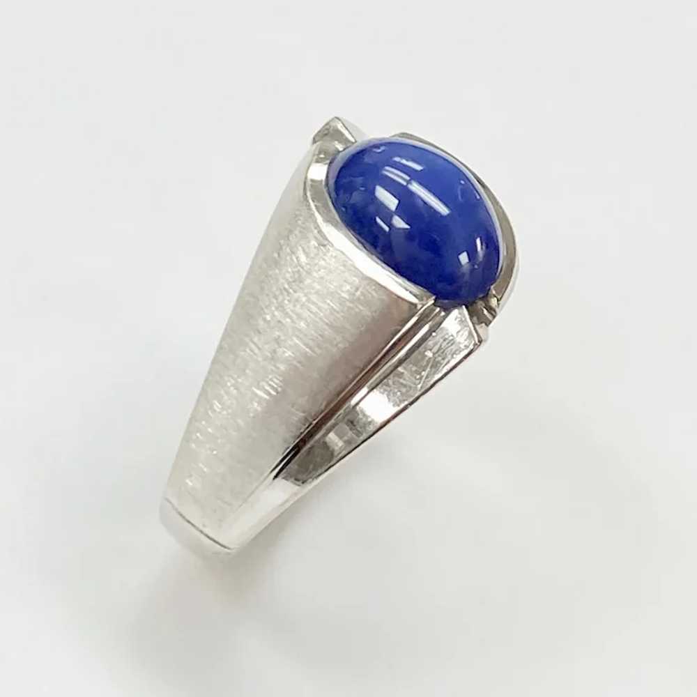 Blue Star Sapphire Vintage Ring 14K White Gold, L… - image 4