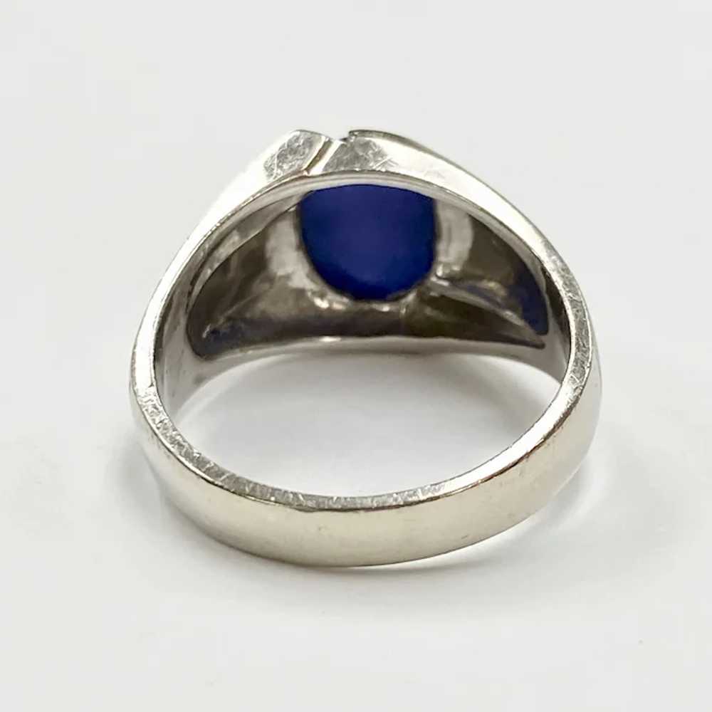 Blue Star Sapphire Vintage Ring 14K White Gold, L… - image 8