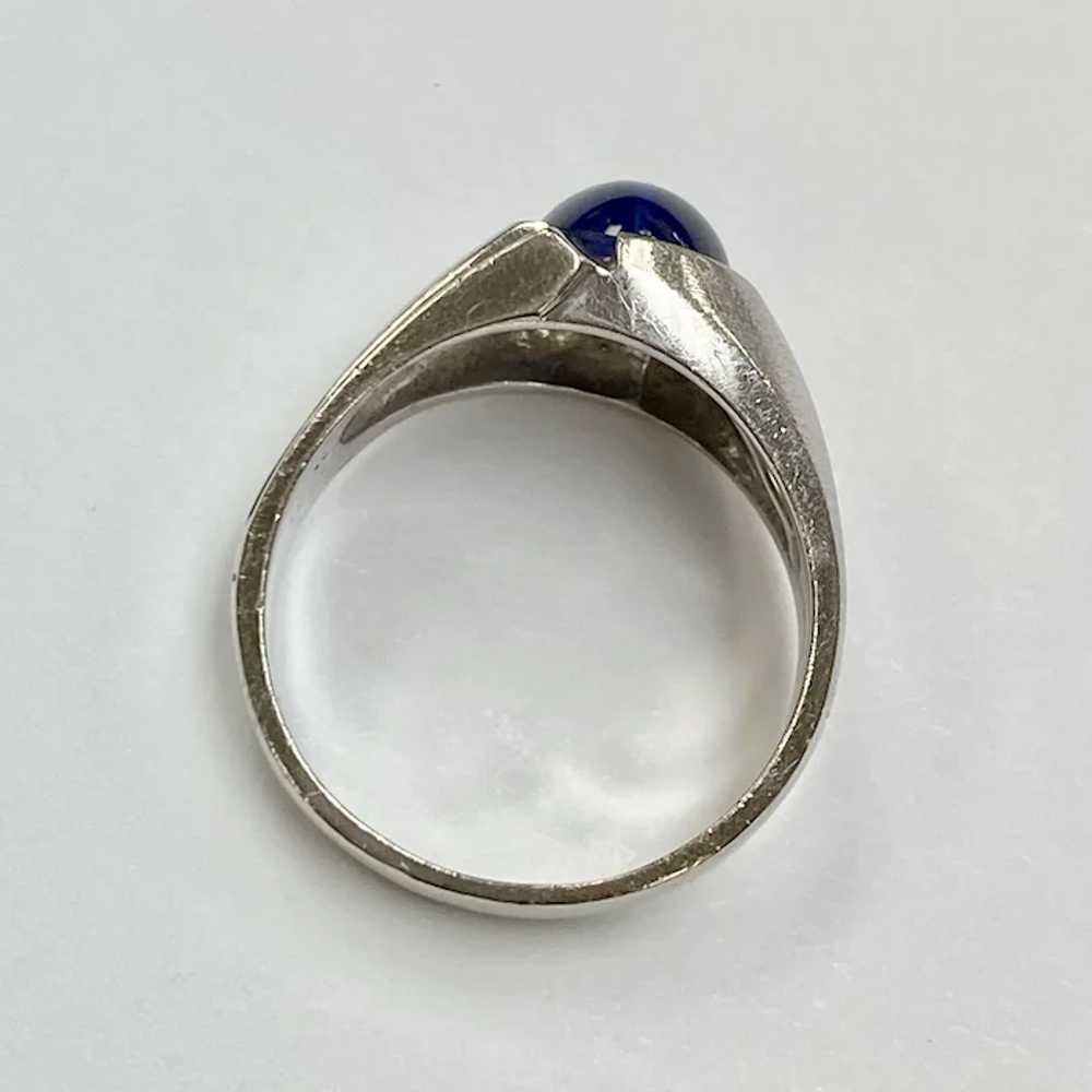 Blue Star Sapphire Vintage Ring 14K White Gold, L… - image 9