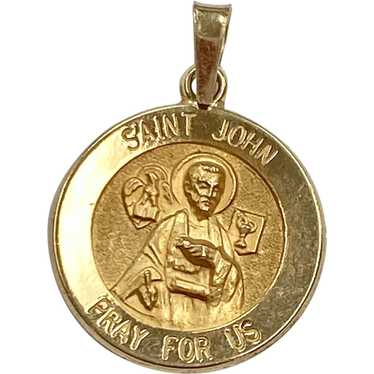 Saint John Vintage Medal Charm 14K Gold