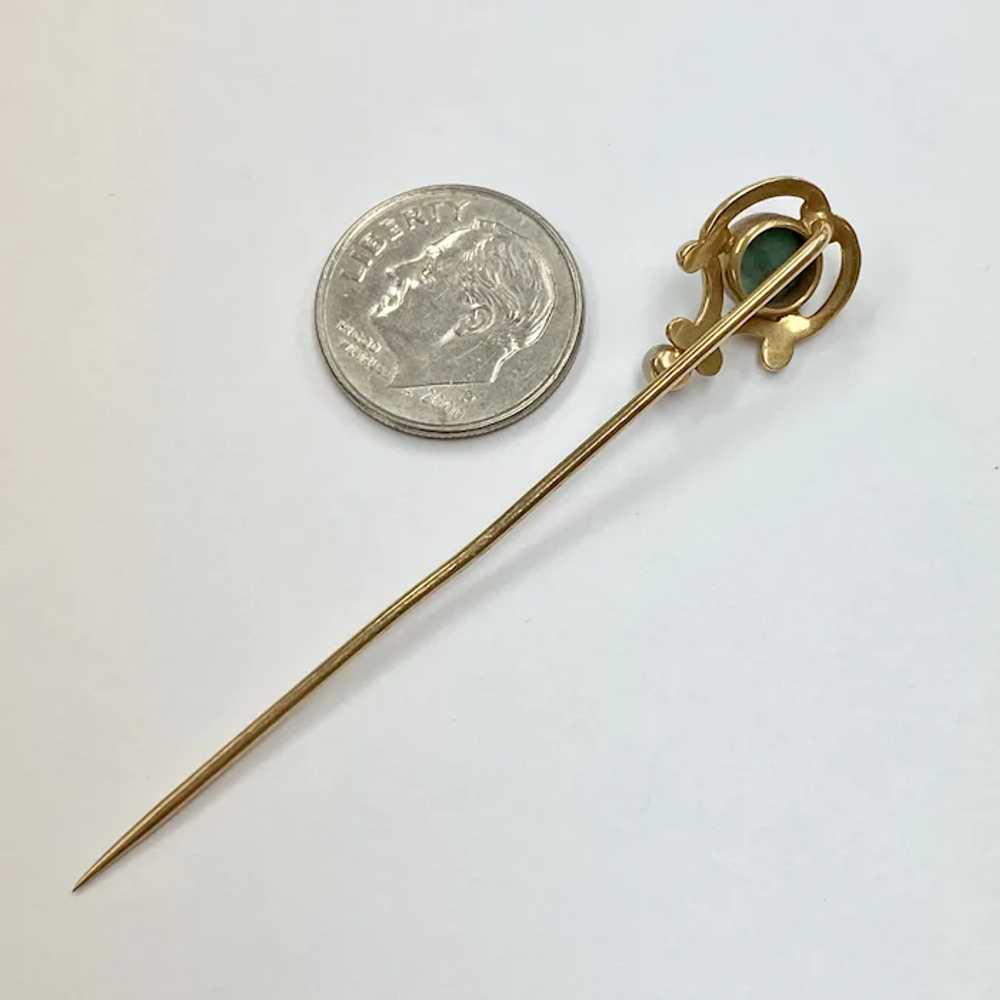 Edwardian Stick Pin 14K Gold Turquoise & Seed Pea… - image 3