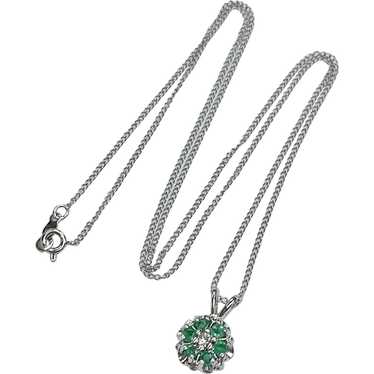 Natural Emerald & Diamond .42 ctw Pendant / Neckl… - image 1