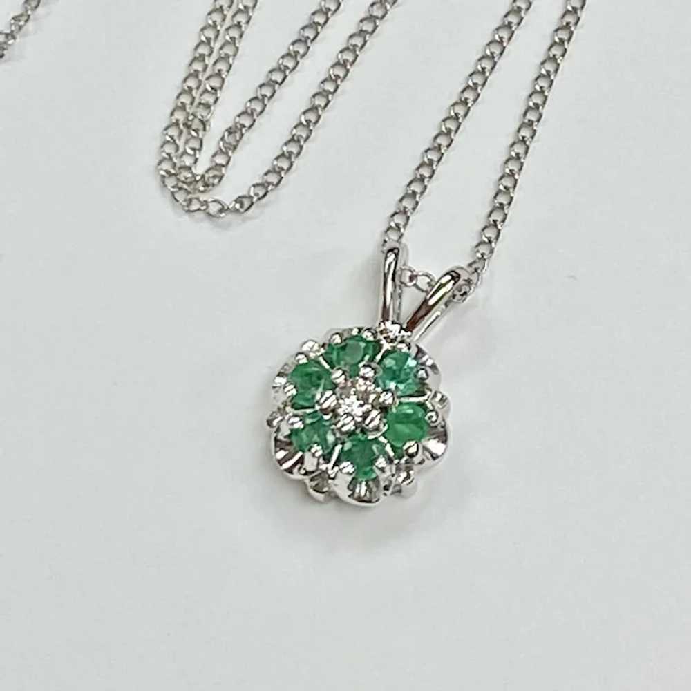 Natural Emerald & Diamond .42 ctw Pendant / Neckl… - image 2