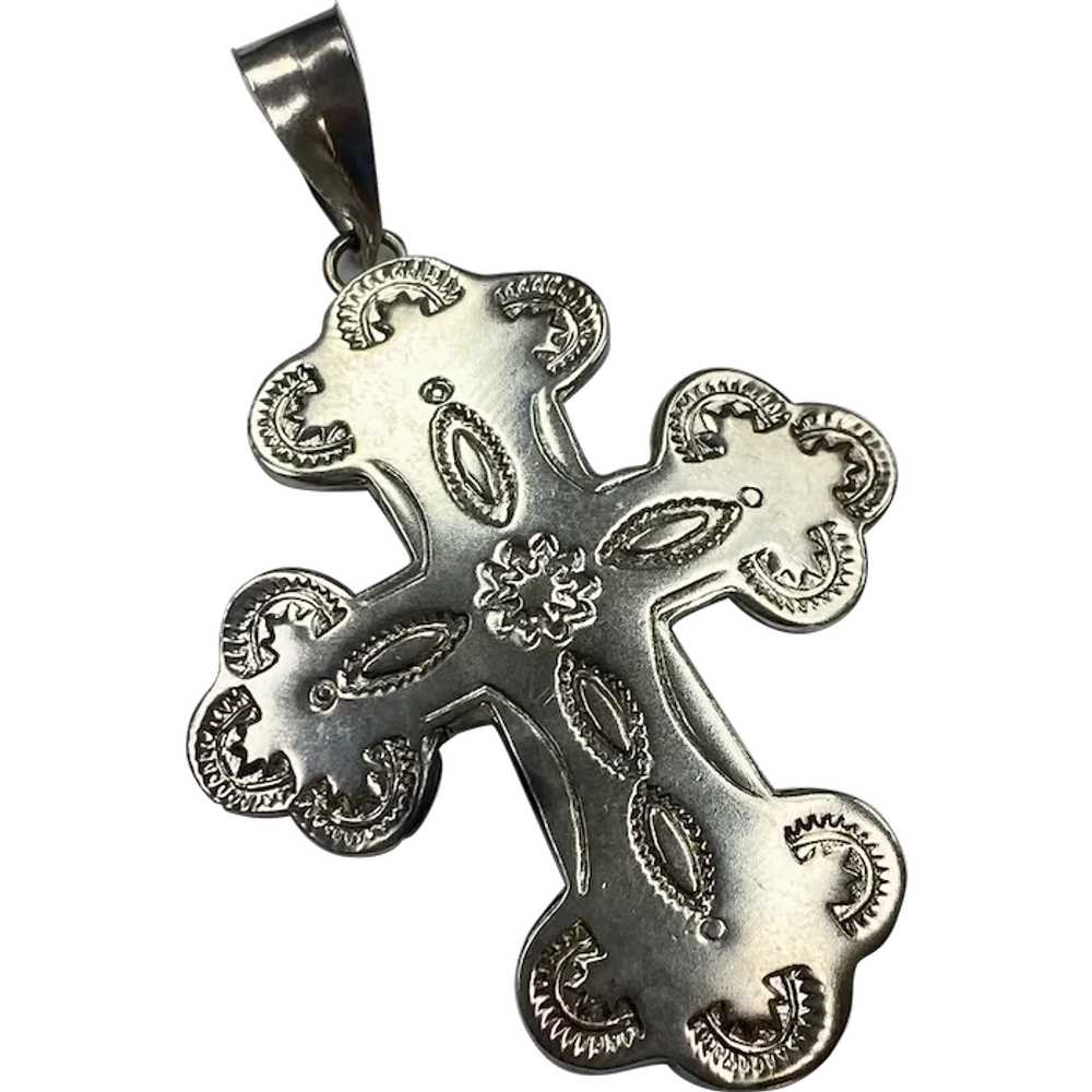 Big South-West Vintage Cross Pendant Sterling Sil… - image 1