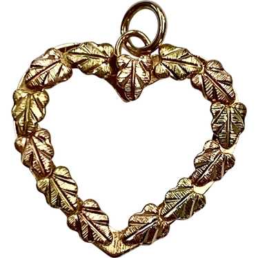 Open Heart Vintage Charm Black Hills 10K Rosy & Y… - image 1