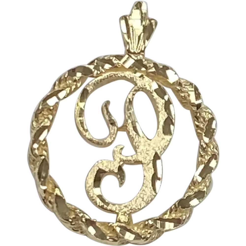 Monogram Letter P Vintage Pendant 14K Gold - image 1