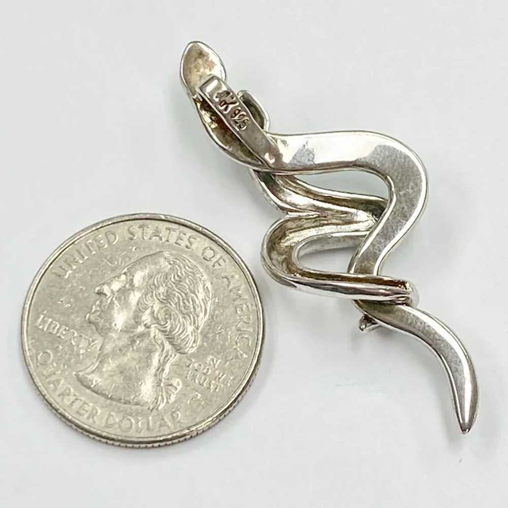 Double Snake Pendant Sterling Silver & Opal Inlay - image 2