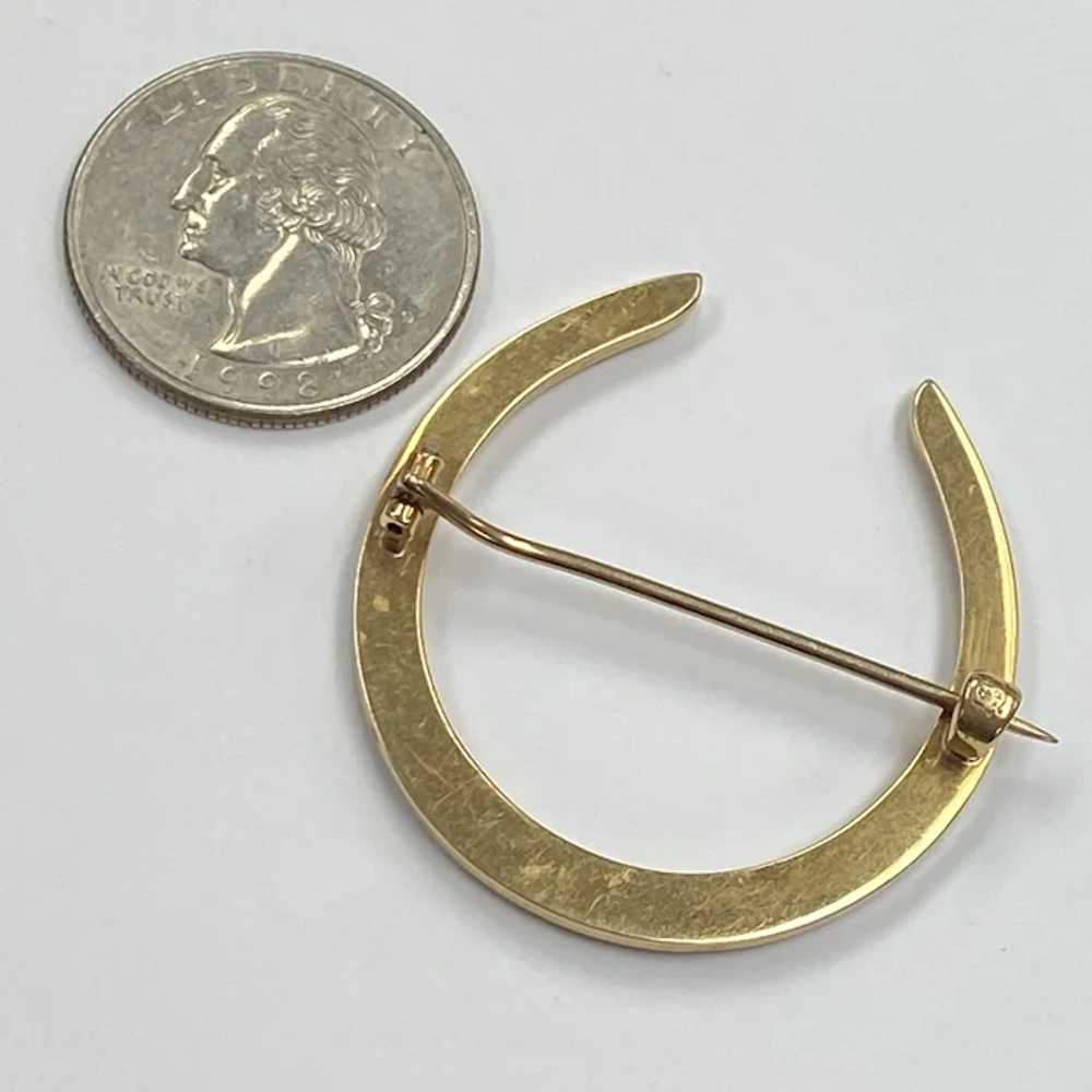 BIG Victorian Lucky Horseshoe Brooch 14K Gold & S… - image 4