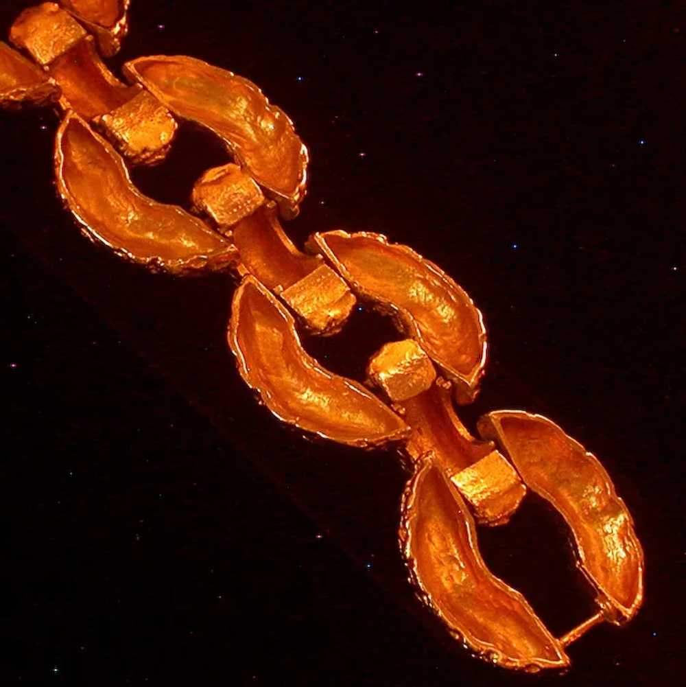 Gold-toned Metal Nugget Style Link Bracelet - image 3