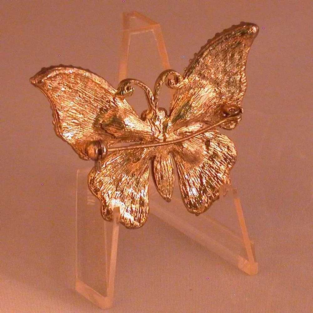 Butterfly Figural Pin, Costume, Brown/Rhinestone/… - image 4